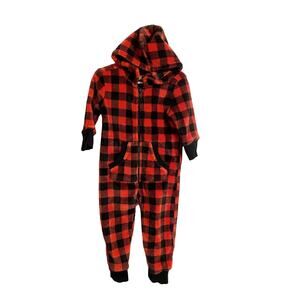 Little Blue House Red Plaid Hooded One Piece Size 2